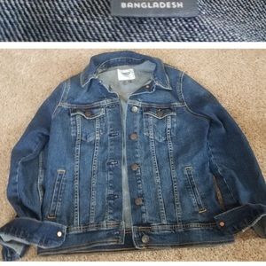dark colored jean jacket